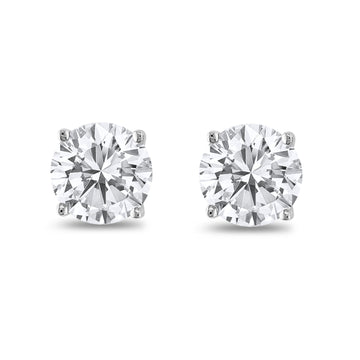 Butterfly Prong Round Simulated CZ Stud Earrings 925 Sterling Silver